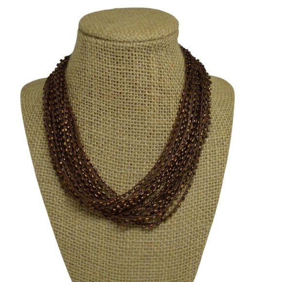 Cookie Lee Brown Beaded Multistrand Boho Necklace Rope - Picture 1 of 9